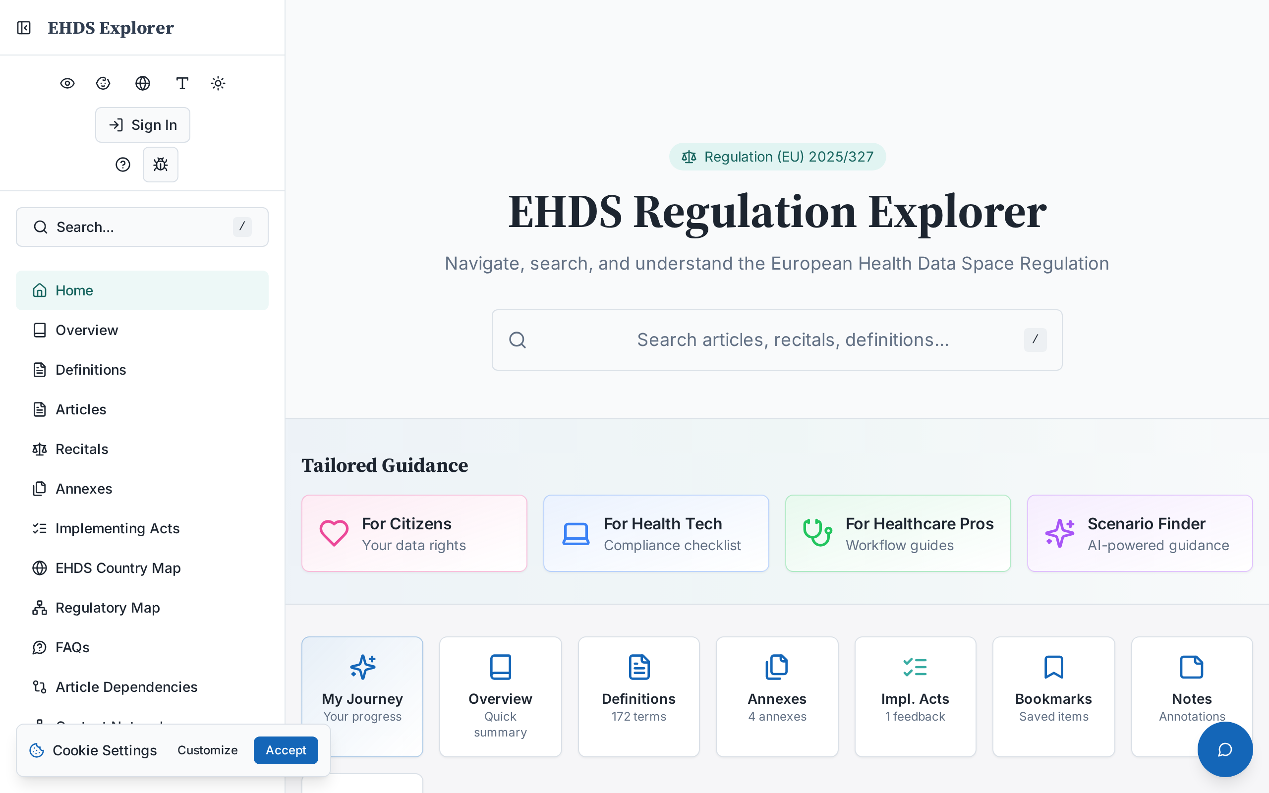 Screenshot of EHDS Explorer